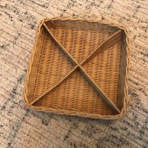 Divided straw basket wicker straw rattan. Boho.